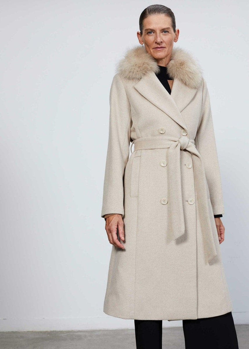 Manteau avec col cheap en fourrure