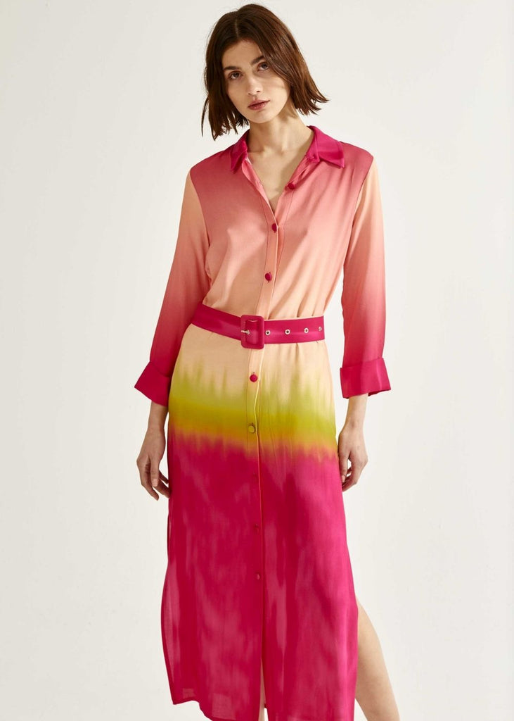 Robe longue fluide à motif multicolore