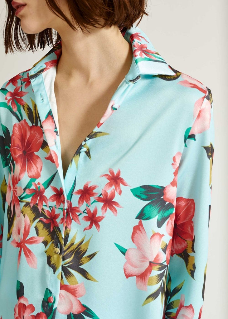 Chemise à motif floral multicolore