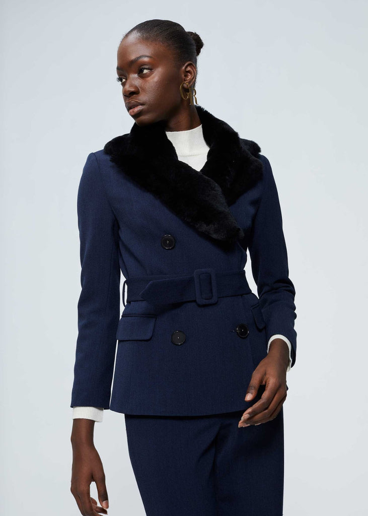 Veste à col en fausse fourrure