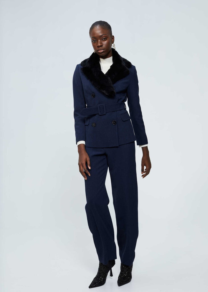 Veste à col en fausse fourrure