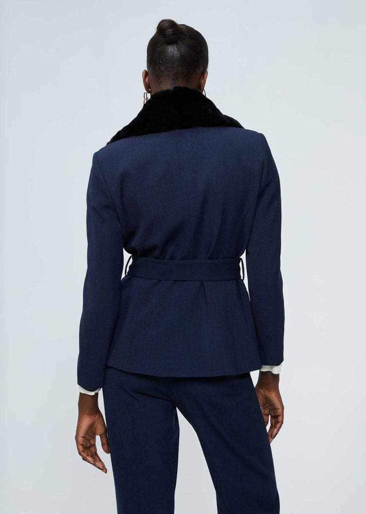 Veste à col en fausse fourrure