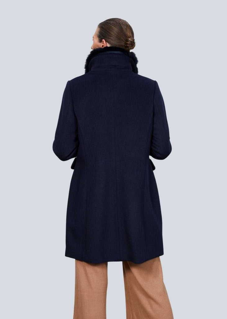 Manteau zipé avec col en fourrure marine - MARINE
