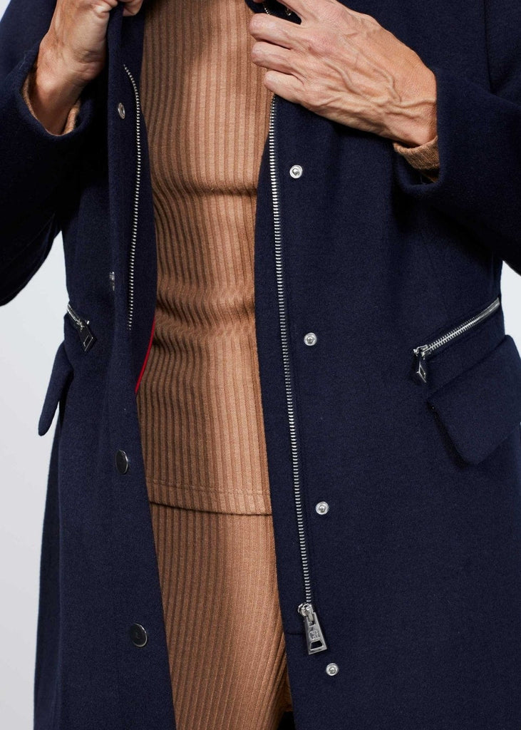 Manteau zipé avec col en fourrure marine - MARINE