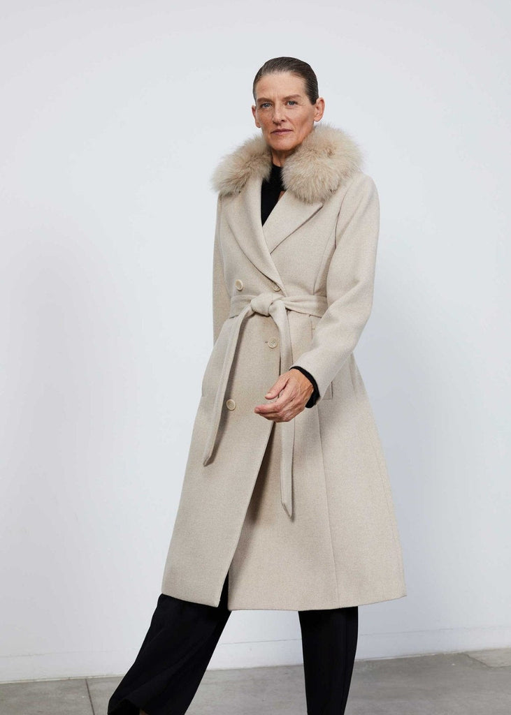 Manteau beige sales col fourrure