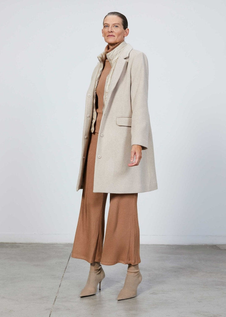Manteau avec doudoune superposée beige - BEIGE MOYEN