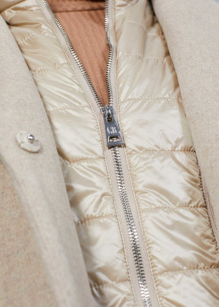 Manteau avec doudoune superposée beige - BEIGE MOYEN
