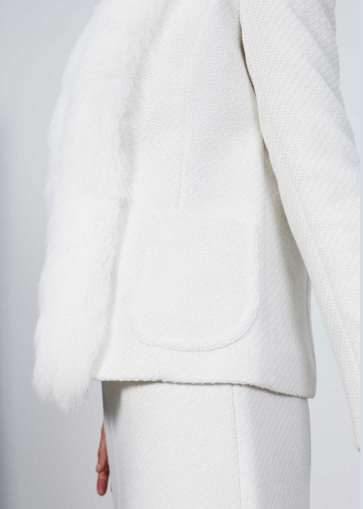Veste avec col en fausse fourrure - BLANC CASSE