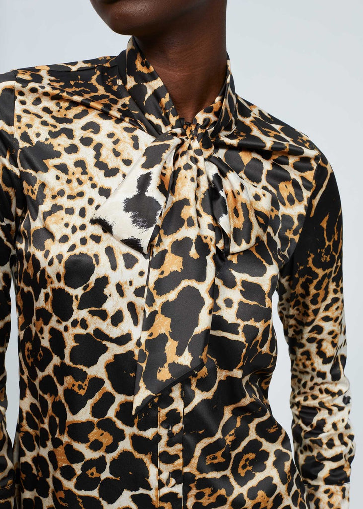 Blouse satinée imprimé léopard