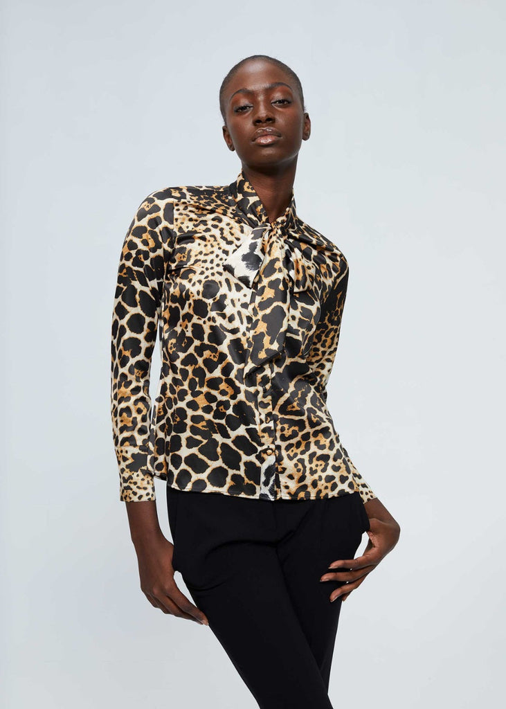 Blouse satinée imprimé léopard