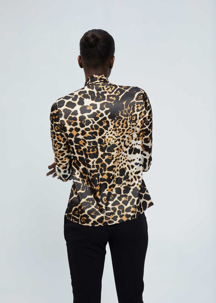 Blouse satinée imprimé léopard