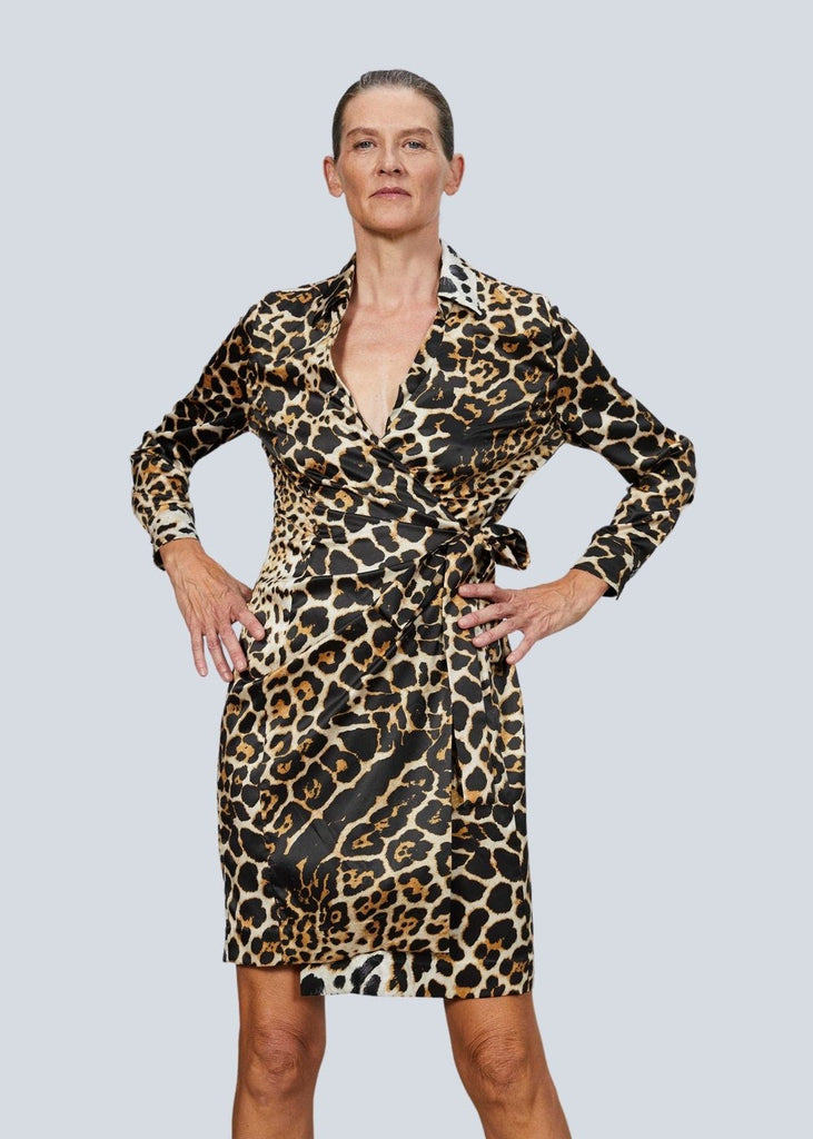 Robe cache-cœur imprimé léopard - MULTICOLOR