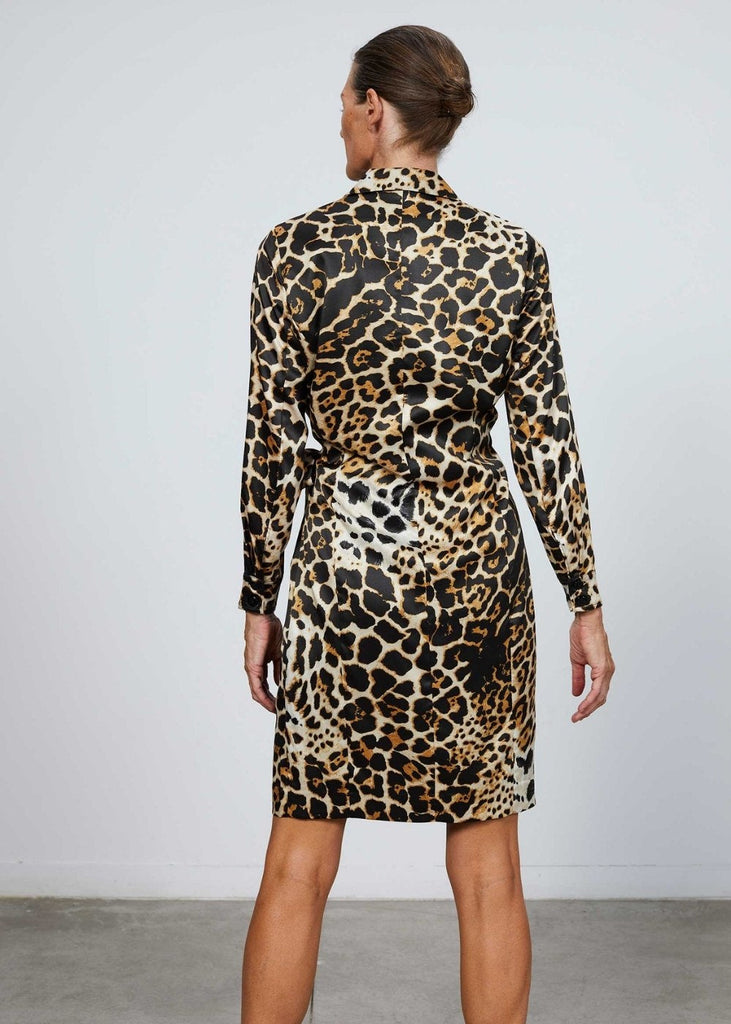 Robe cache-cœur imprimé léopard - MULTICOLOR