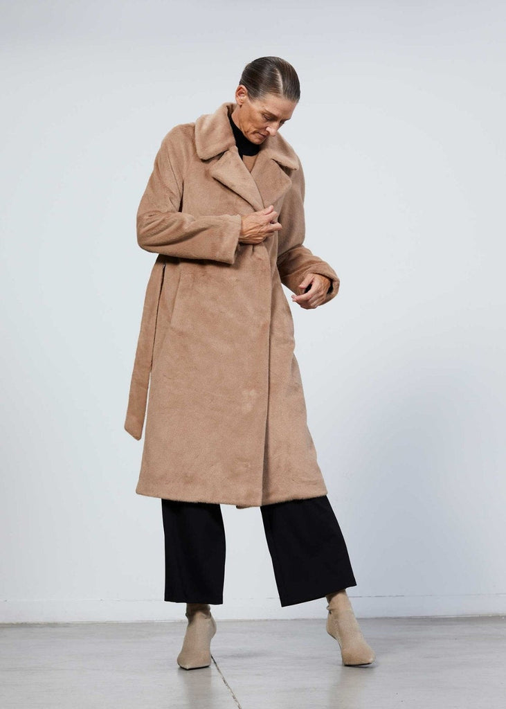 Manteau mi-long ceinturé camel - CAMEL
