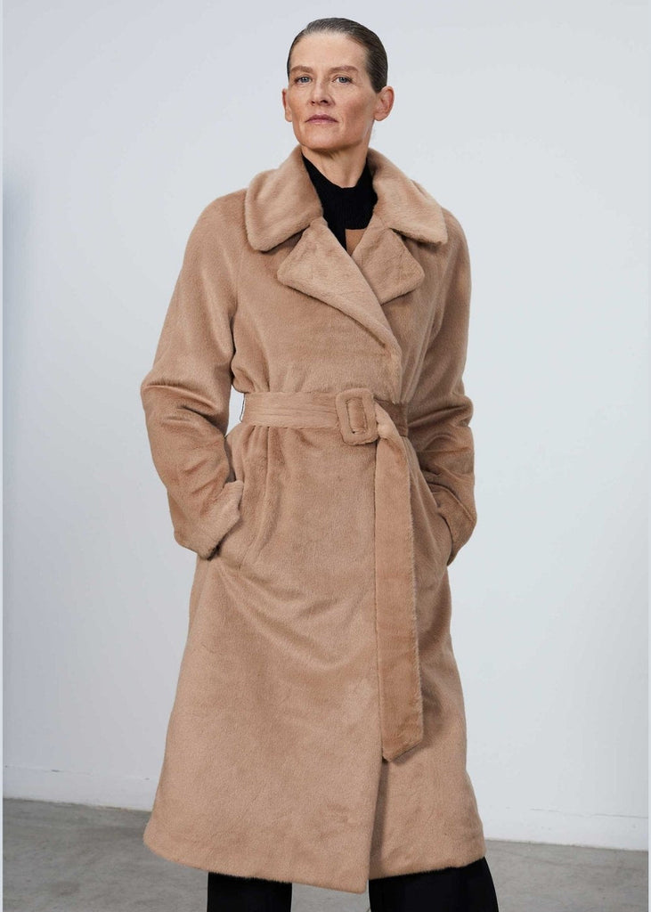 Manteau mi-long ceinturé camel - CAMEL