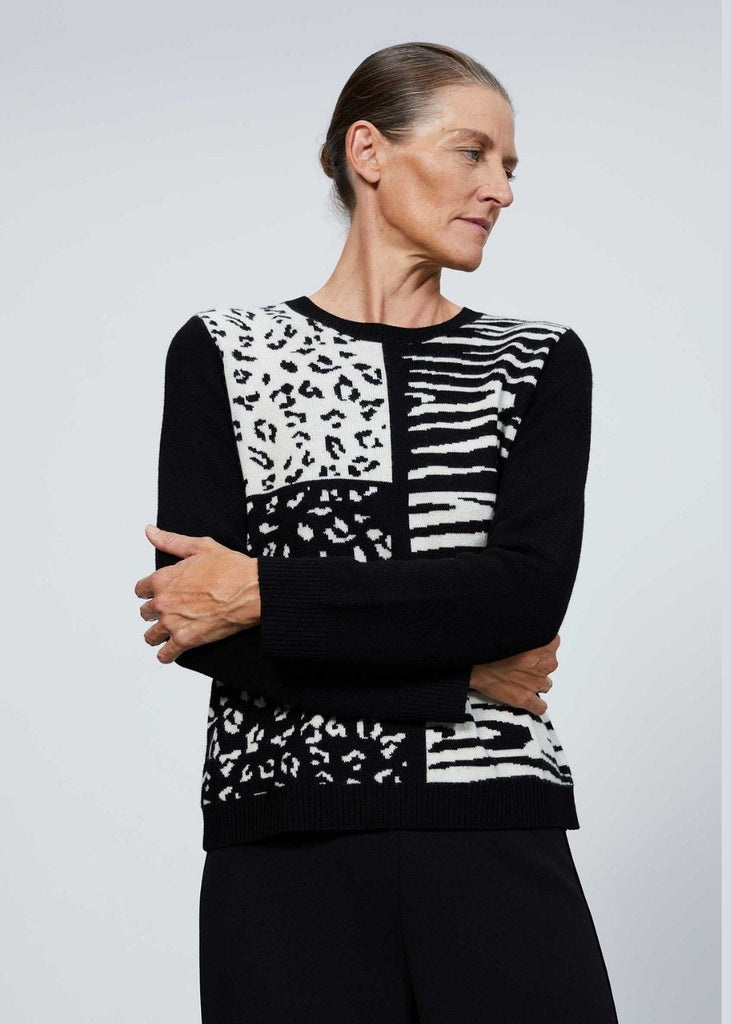 Pull en laine imprimé animal - BLANC CASSE