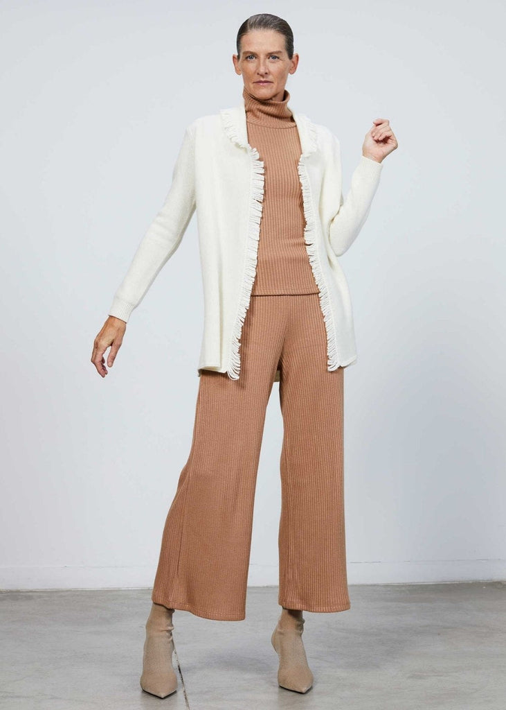 Cardigan à franges blanc cassé - BLANC CASSE