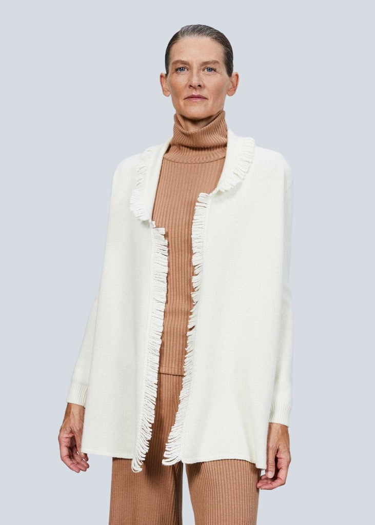 Cardigan à franges blanc cassé - BLANC CASSE