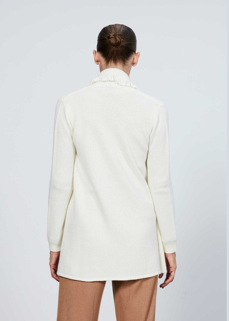 Cardigan à franges blanc cassé - BLANC CASSE