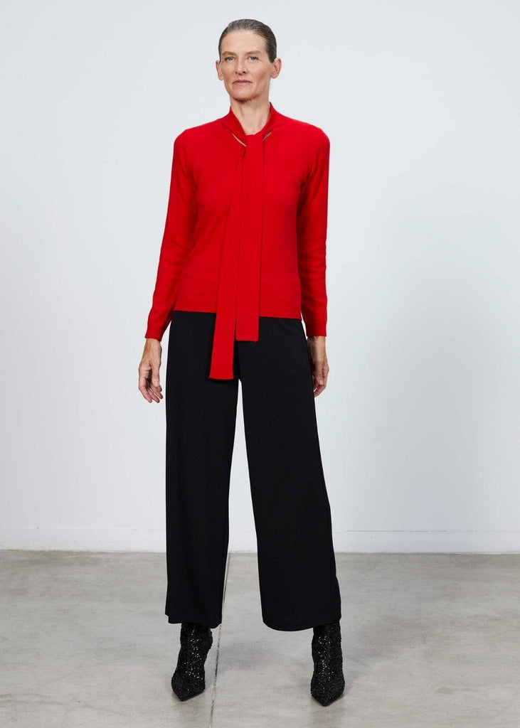 Pull col lavallière rouge vif - ROUGE VIF