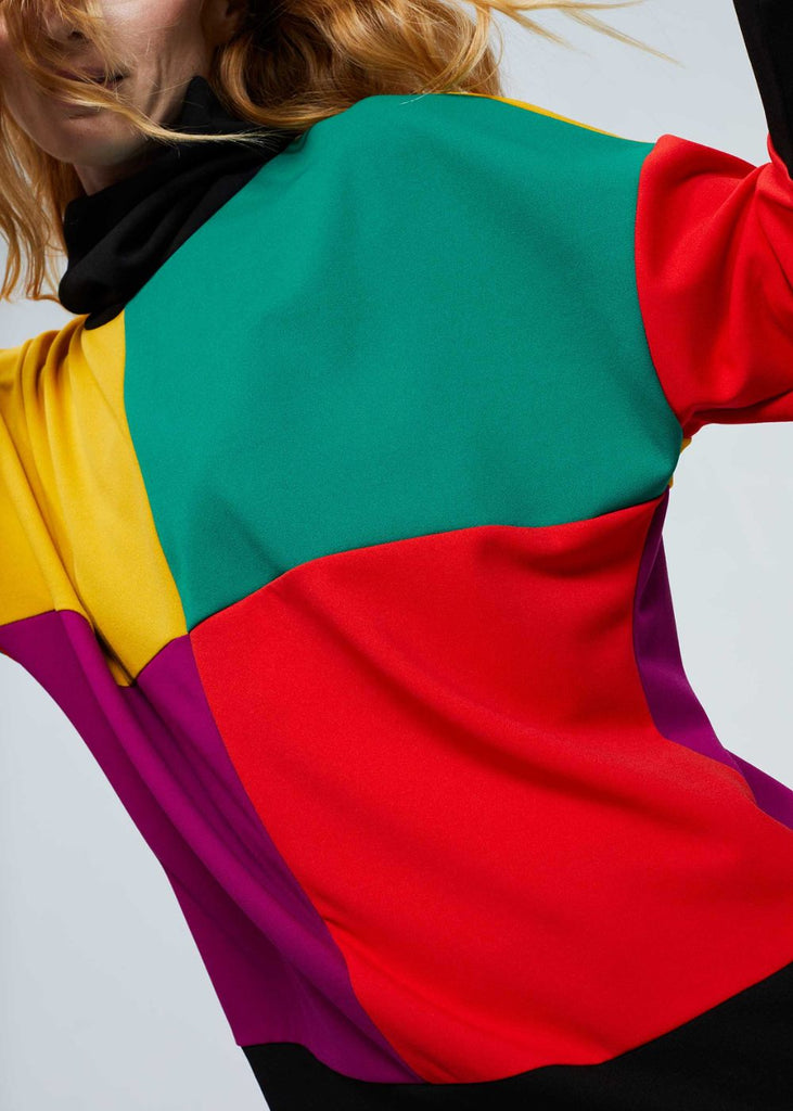 Pull col roulé multicolore