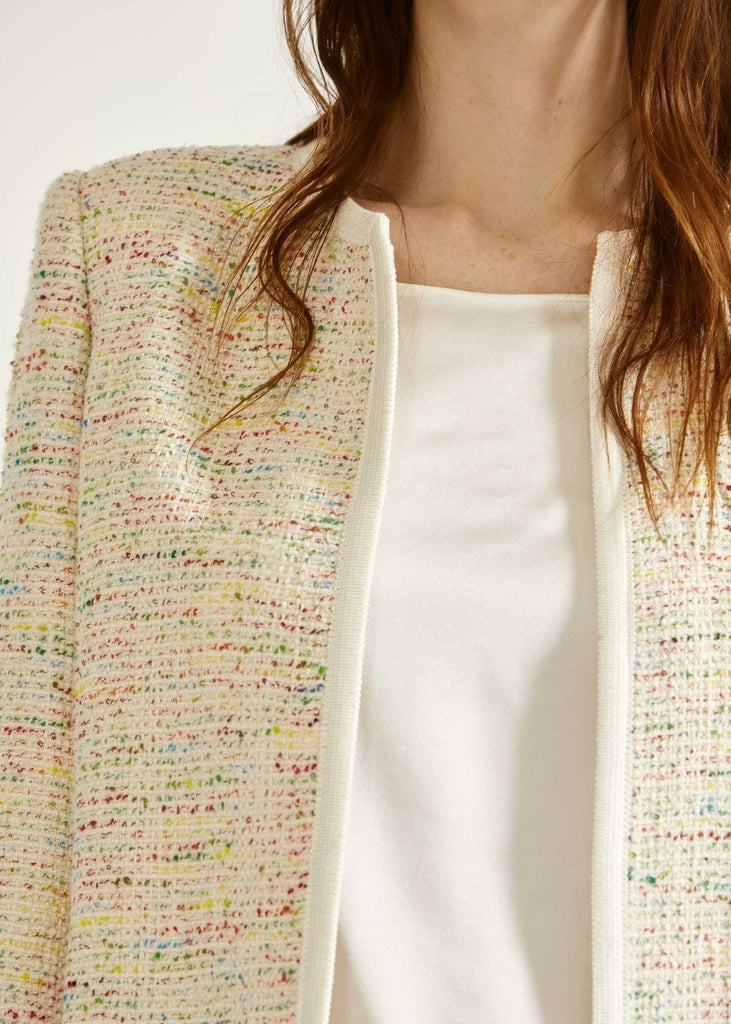 Manteau court en tweed multicolore