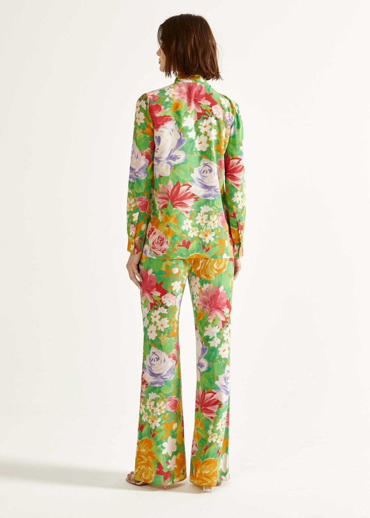 Chemise col lavallière à motif fleuri multicolore