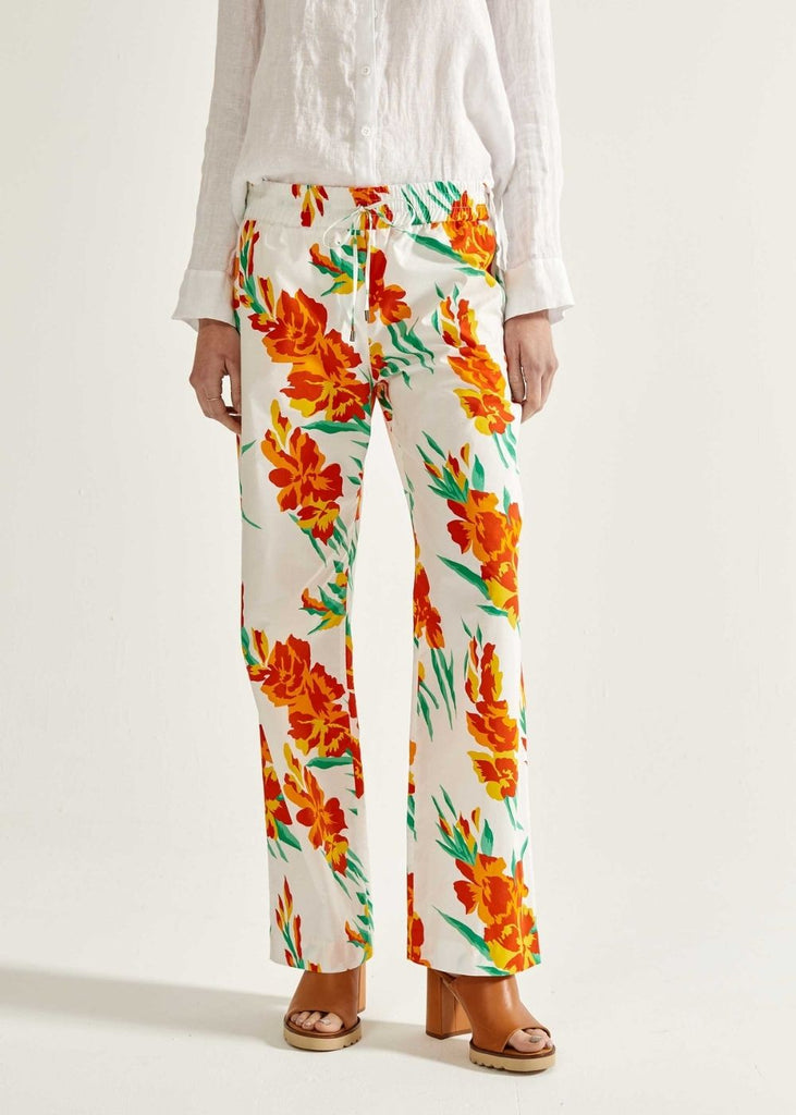 Pantalon ample à motif fleuri multicolore