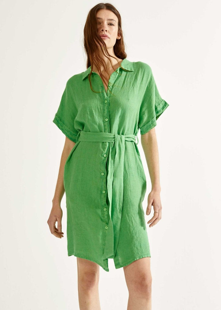 Robe courte en lin vert