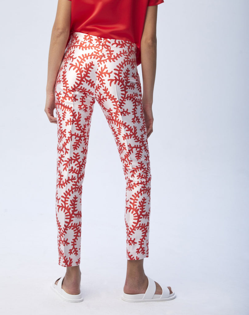 PANTALON MOTIF CORAIL - ORANGE VIF