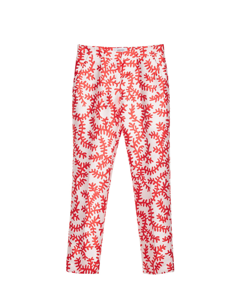 PANTALON MOTIF CORAIL - ORANGE VIF