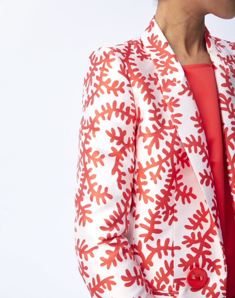 VESTE MOTIF CORAIL - ORANGE VIF