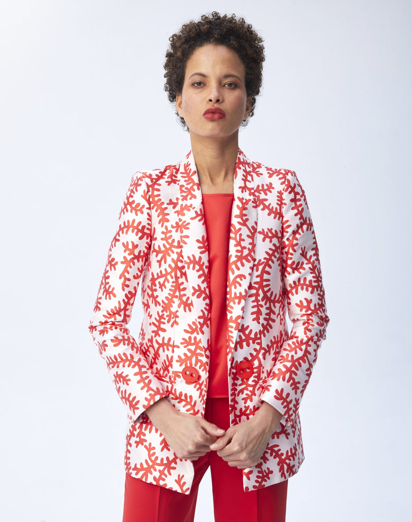 VESTE MOTIF CORAIL - ORANGE VIF