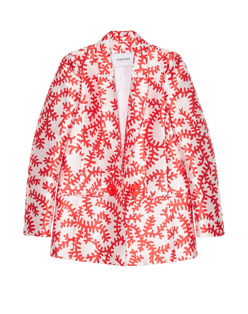 VESTE MOTIF CORAIL - ORANGE VIF