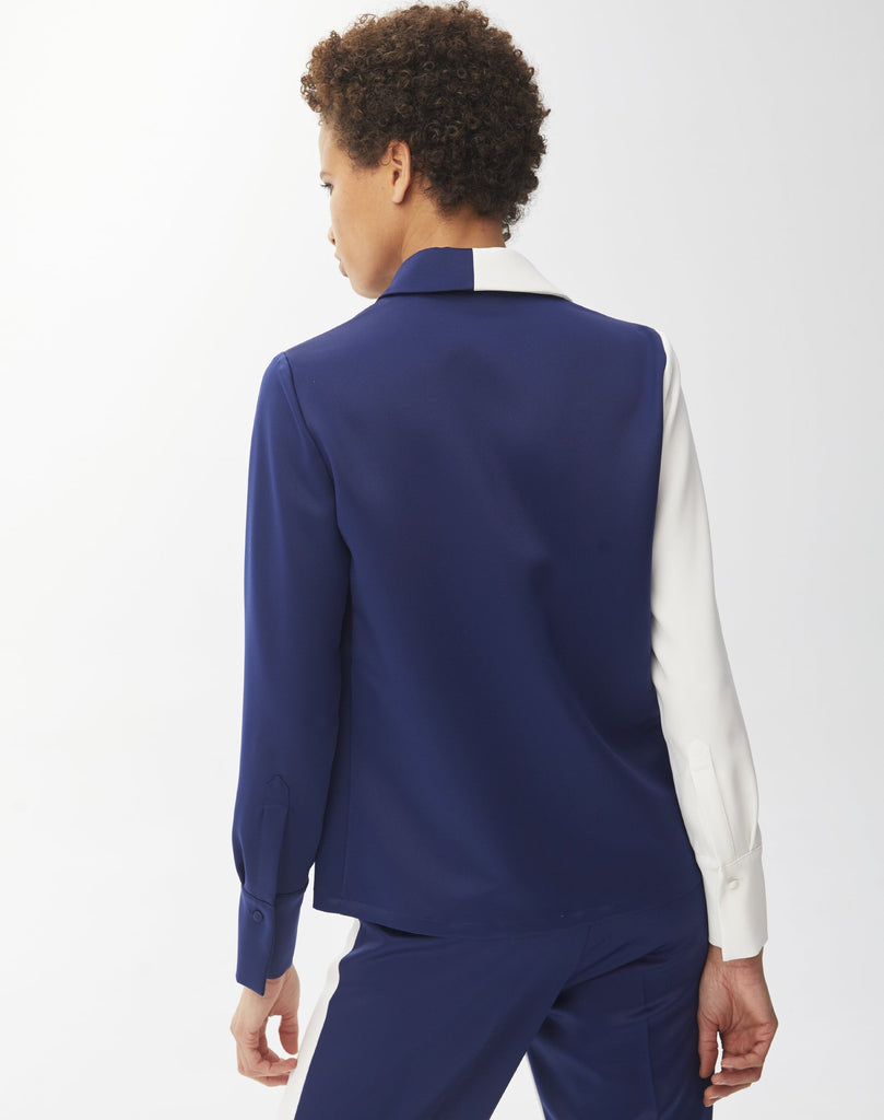 Chemise croisée bicolore - BLEU_FONCE