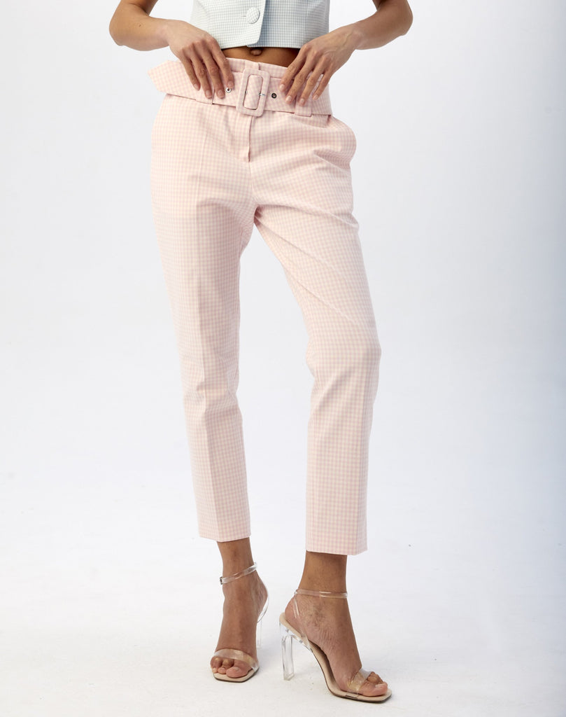 PANTALON A CARREAU VICHY - ROSE MOYEN