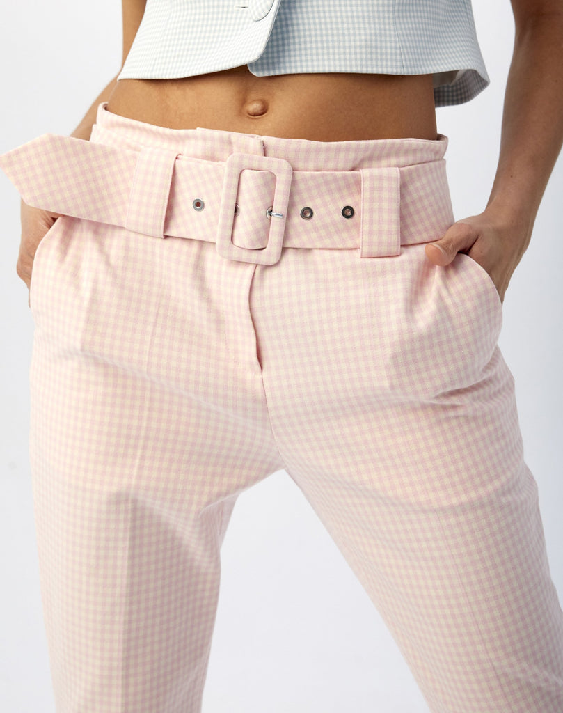 PANTALON A CARREAU VICHY - ROSE MOYEN