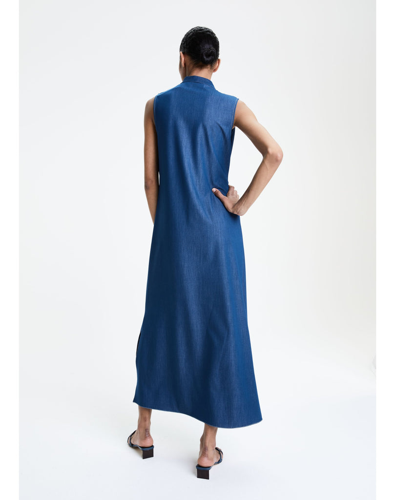 ROBE CROISEE EFFET DENIM - BLEU MOYEN