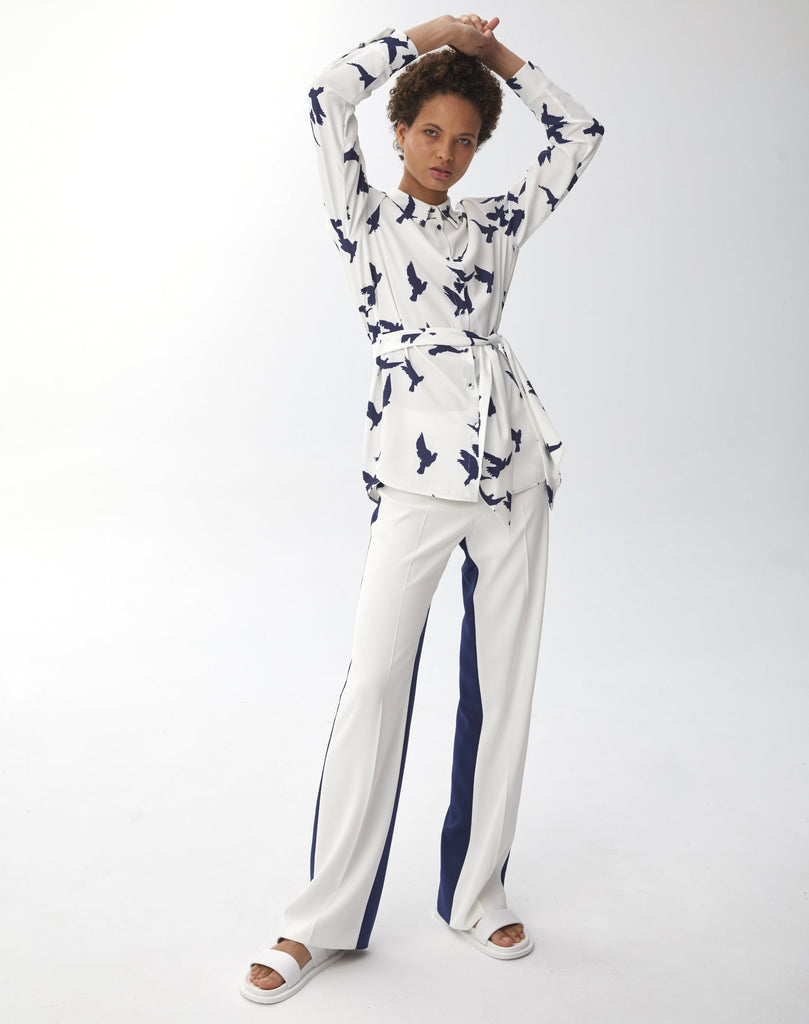 
Chemise imprimé oiseaux  - BLEU_FONCE