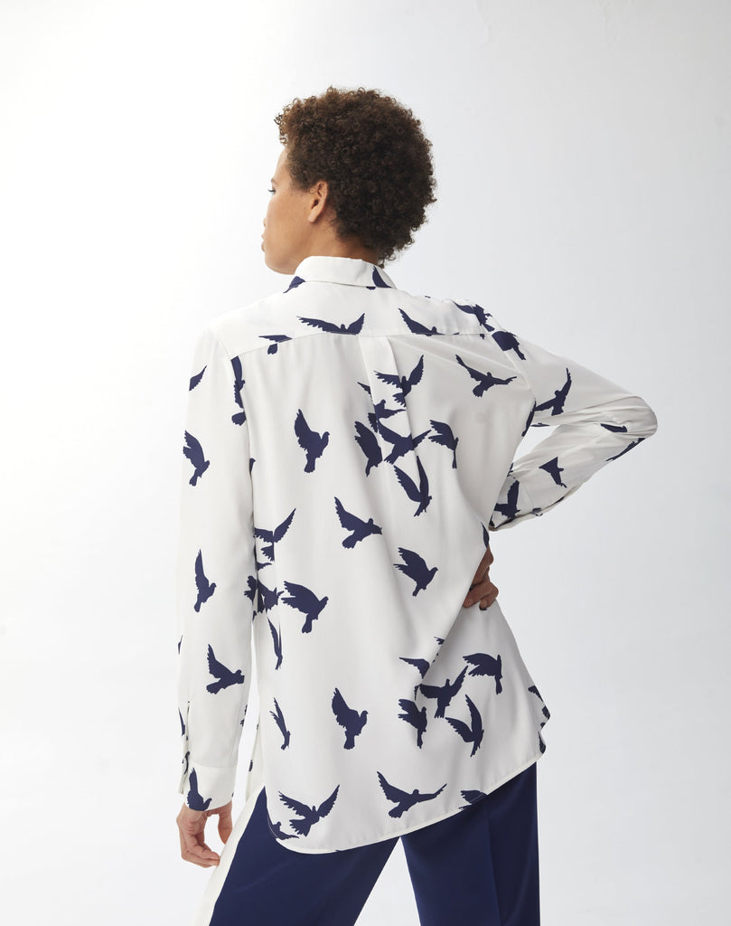 
Chemise imprimé oiseaux  - BLEU_FONCE