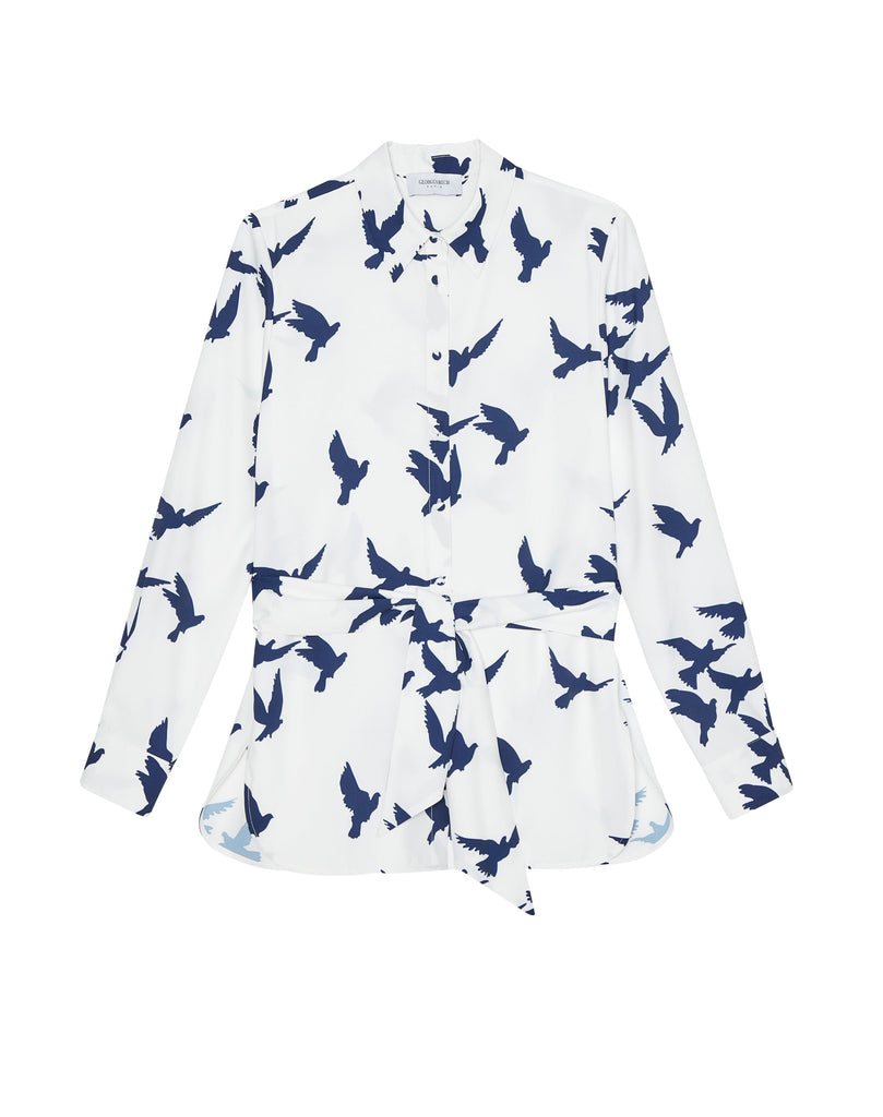 
Chemise imprimé oiseaux  - BLEU_FONCE
