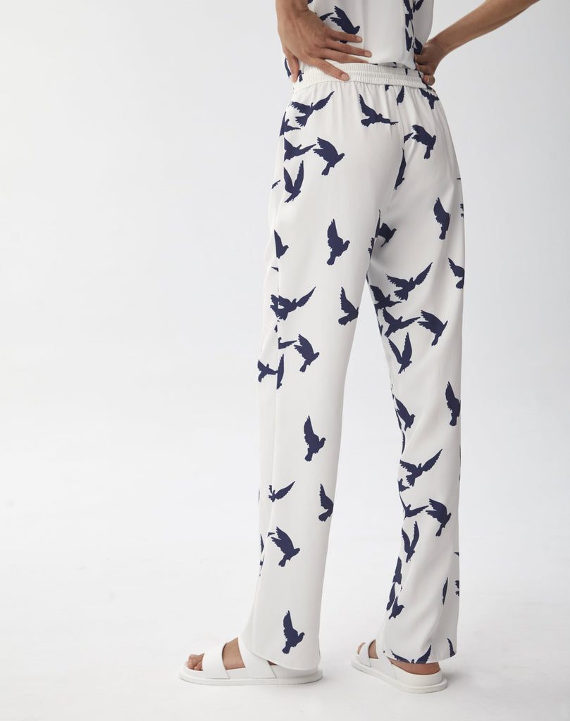 
Pantalon imprimé oiseaux - BLEU_FONCE