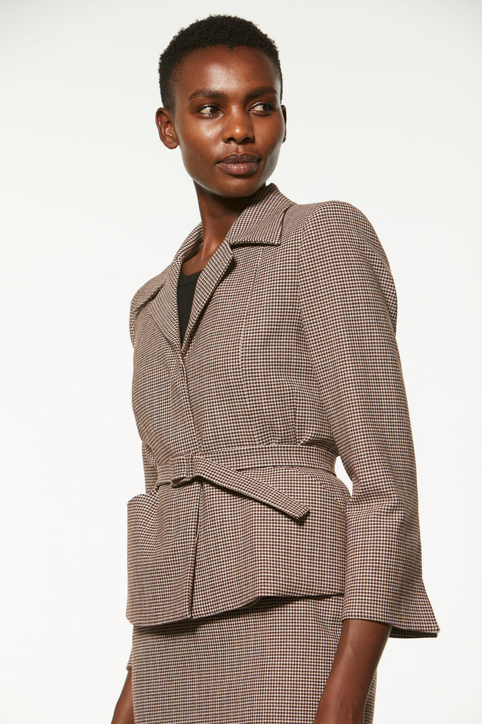 Veste pied de poule - MARRON FONCE