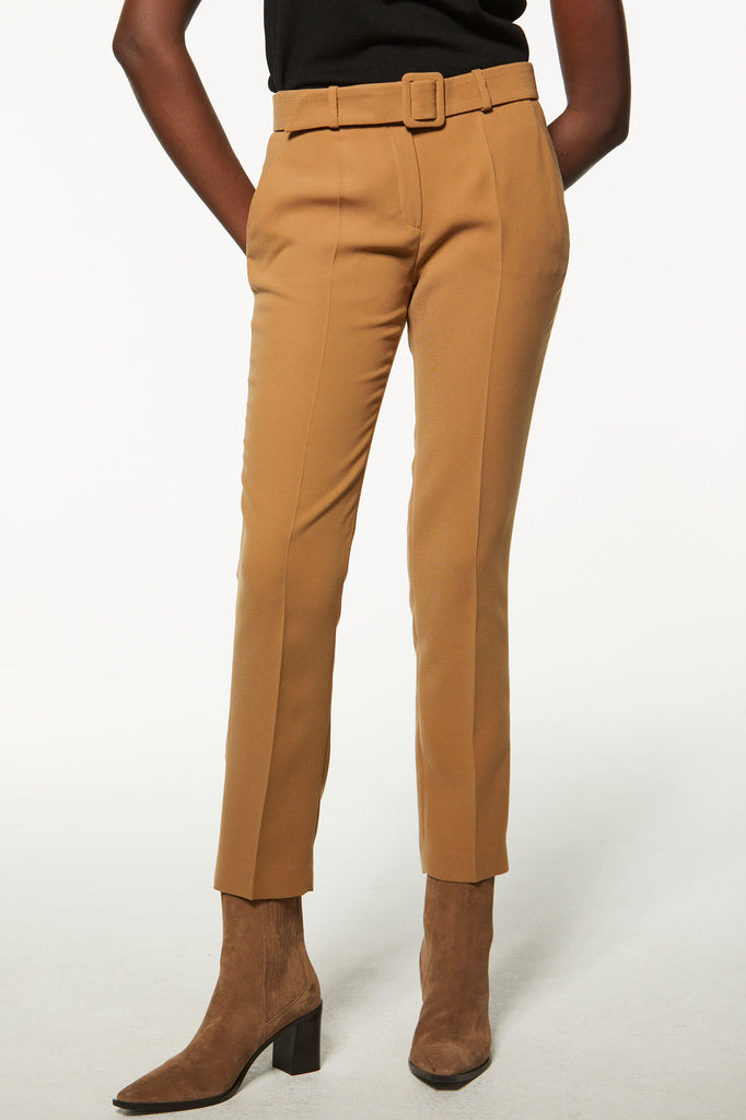Pantalon droit avec ceinture - HAVANE