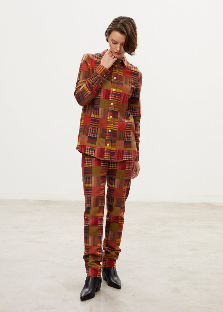 Pantalon droit carreaux