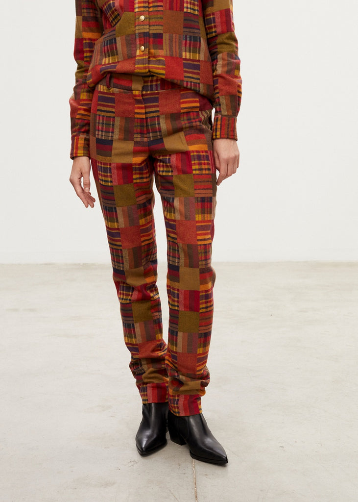 Pantalon droit carreaux