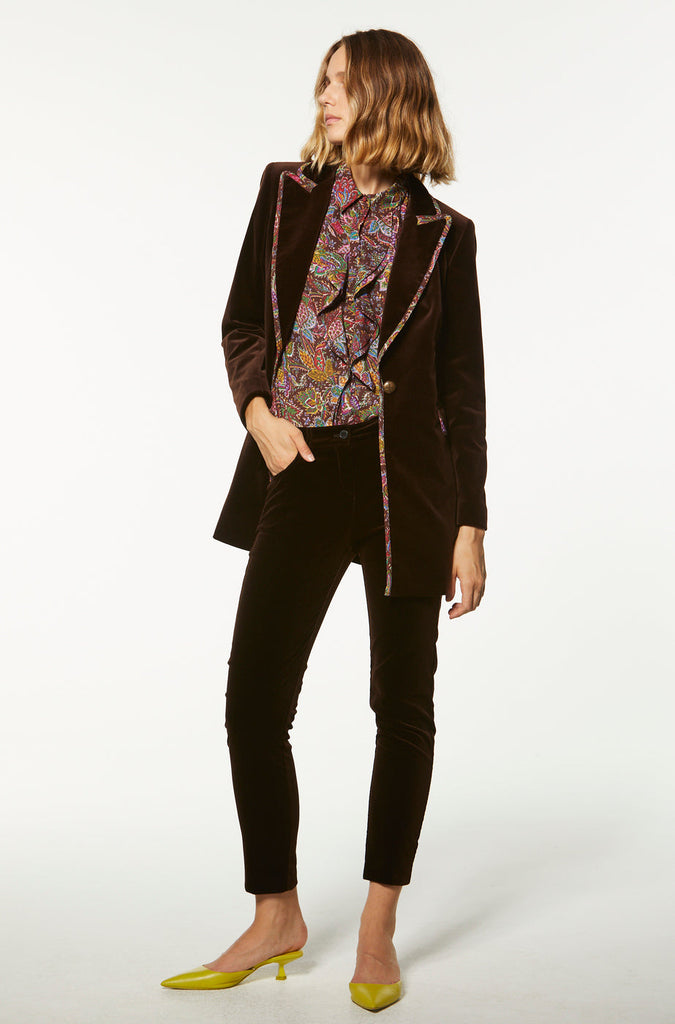 Pantalon façon jeans - MARRON FONCE