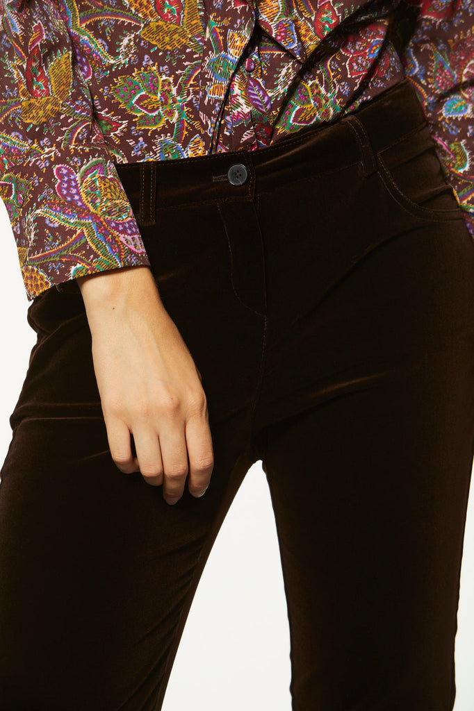 Pantalon façon jeans - MARRON FONCE