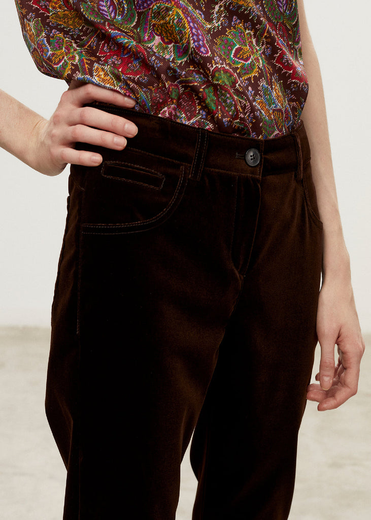 Pantalon façon jeans - MARRON FONCE