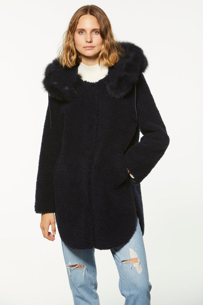 Manteau court en laine - MARINE